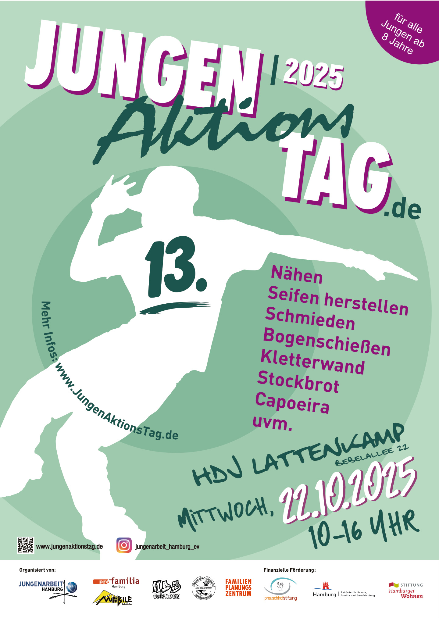Der Jungenaktioins geht in die 13. Runde - save the date am 22.10.2025 - nähen, bogenschiessen, Graffitti