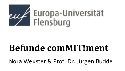 Logo der Europauniversität Flensburg mit der Unterschrift Befunde der ersten Evaluation